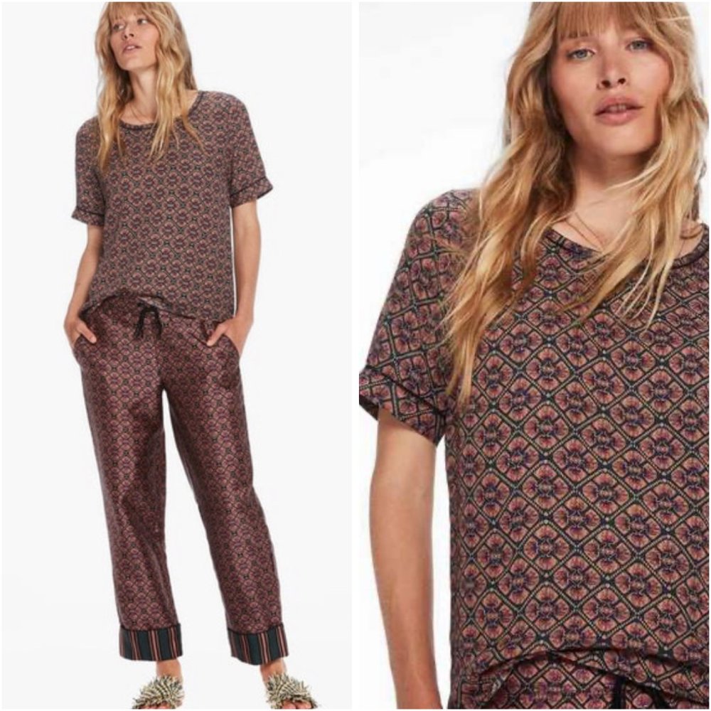 Scotch & Soda All Over Printed Lattice Lace Top